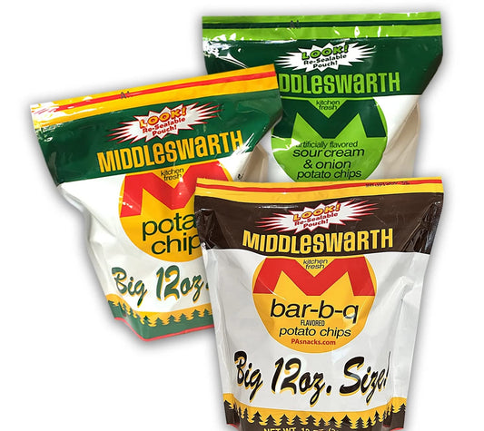 Middleswarth 12oz Variety Pack - BBQ, Plain, and Sour Cream & Onion - 3 Bags *Free Shipping*
